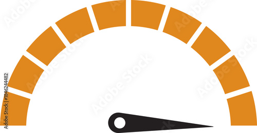 Speed Meter Icon. Speed indicator sign. Performance concept. Fast speed sign. Vector scale, level of performance. Speed dial indicator. Infographic of risk, gauge, score progress.