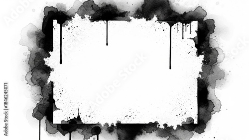 Black and gray ink splatter frame on for creative designs
