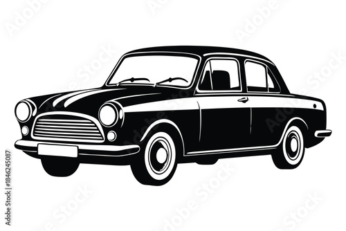 classic car line art silhouette vector illustration