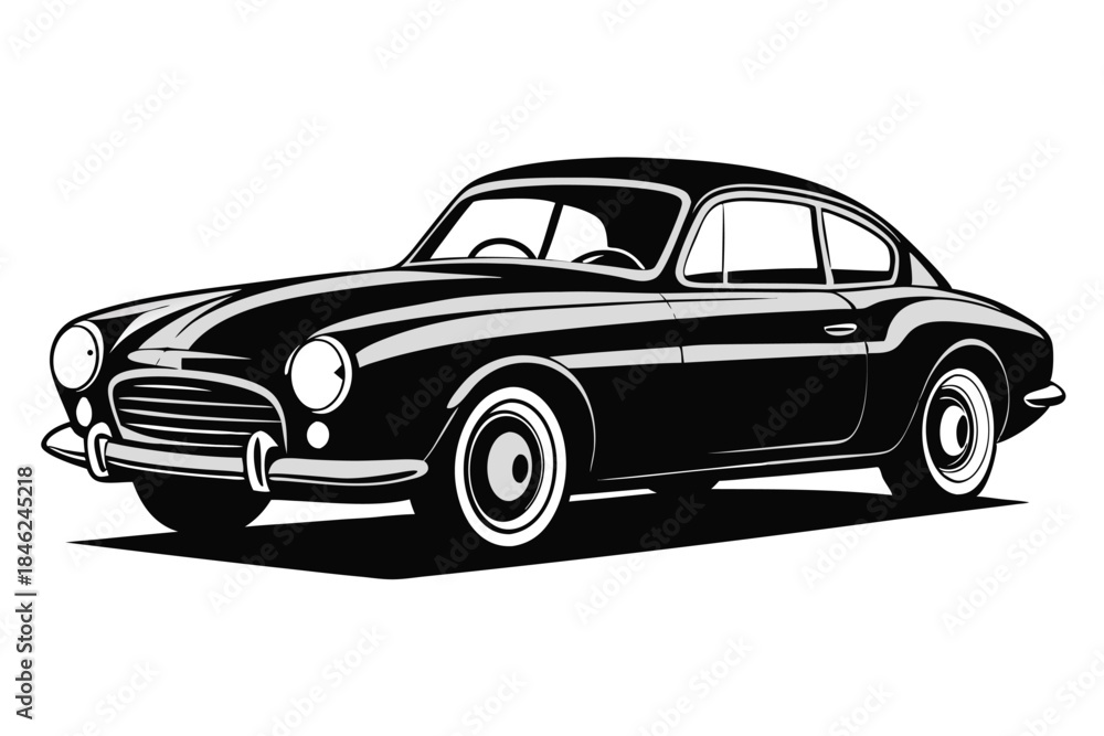 Fototapeta premium classic car line art silhouette vector illustration