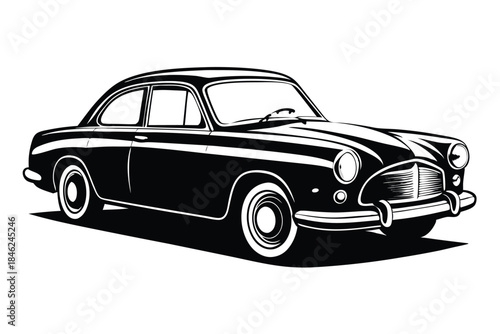 classic car line art silhouette vector illustration