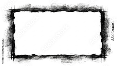 Black ink brush stroke rectangle frame border on for design