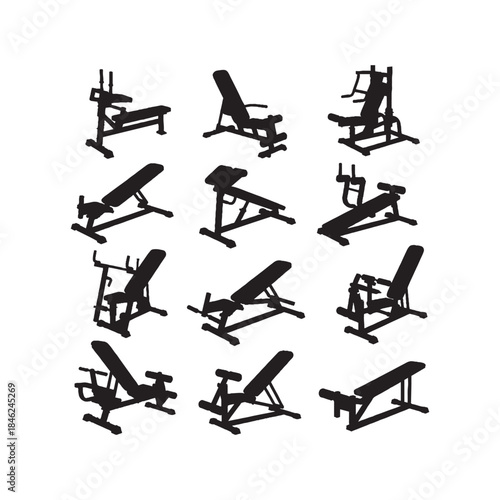 Sit-Up Bench Silhouettes Collection,Sit-Up Bench Silhouettes,Vector Sit-Up Bench Silhouettes,Fitness Bench Silhouettes,sit up bench vector