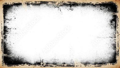 Vintage grunge texture with black border and white center background
