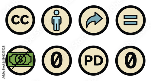 Creative Commons License Icons Set CC BY SA NC PD Zero