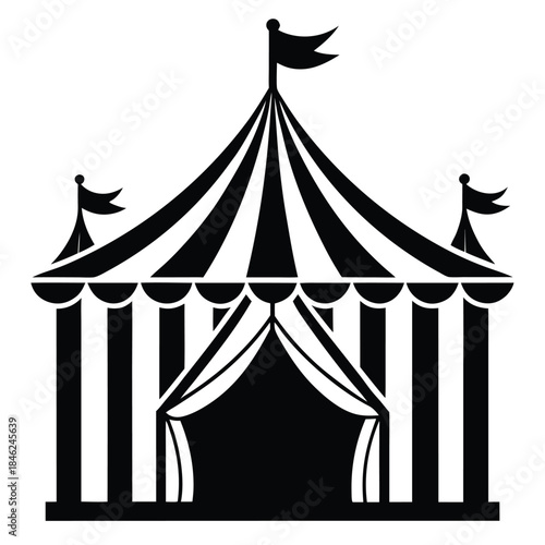 circus tent line art silhouette vector illustration