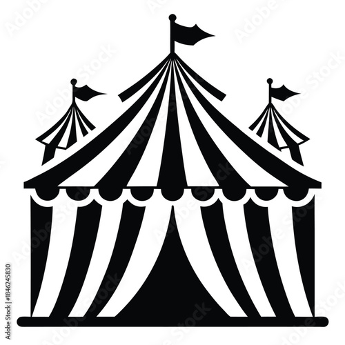 circus tent line art silhouette vector illustration