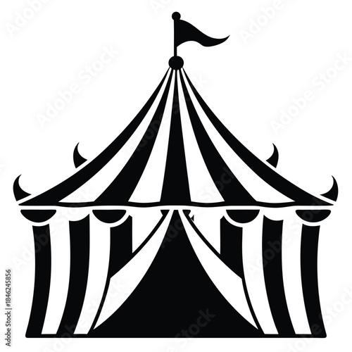 circus tent line art silhouette vector illustration