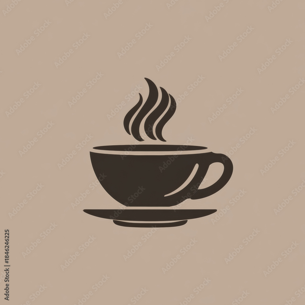 Fototapeta premium Minimal Coffee Cup Silhouette with Steam 