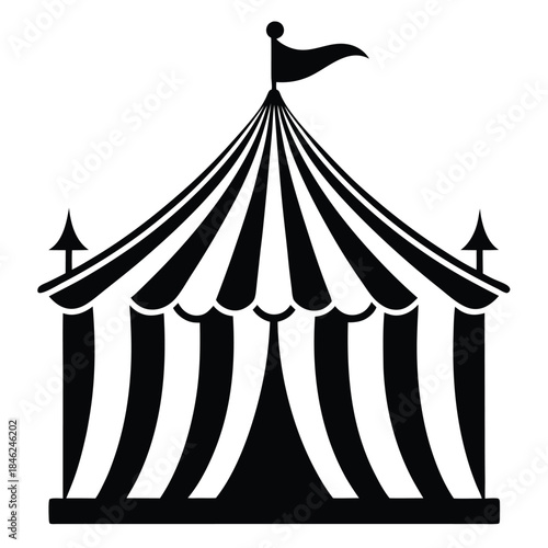 circus tent line art silhouette vector illustration