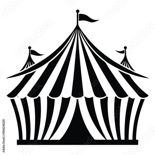 circus tent line art silhouette vector illustration