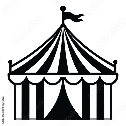 circus tent line art silhouette vector illustration