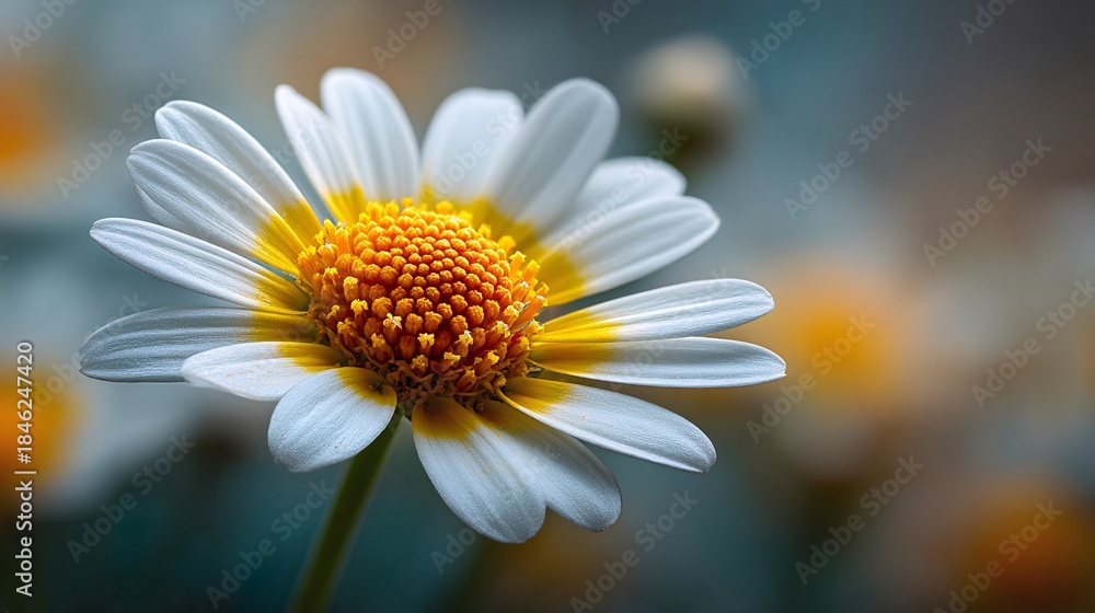 Fototapeta premium Close-up of a beautiful flower with a soft blur effect highlighting intricate yellow details