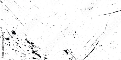 Abstract grunge texture featuring black scratches, scuffs, dust specks, and distressed an overlay for adding authentic vintage, worn, retro background.