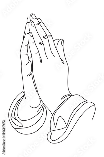 line drawing of praying hands