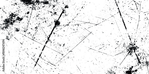 A high contrast black and white abstract texture on transparent white background for vintage effects.