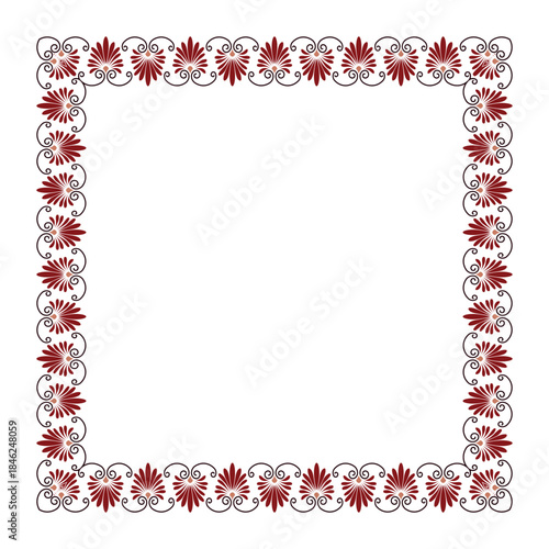 Beautiful floral Border square frame. Classic Endless pattern frame border Roman Empire. Square decorative frame. Seamless classic Greek ornament. Typical egyptian, assyrian and greek motives