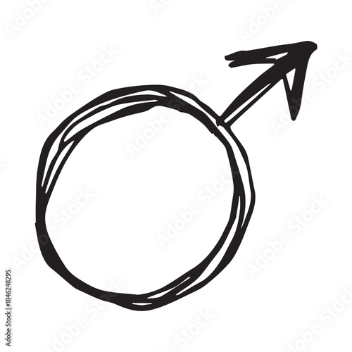 Hand drawn male gender identity sign Symbol used to represent sex and gender
