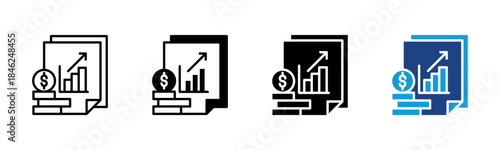 Profit icon set multiple style collection