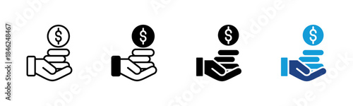 Income icon set multiple style collection