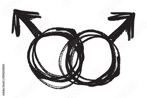Hand drawn homosexual identity sign Symbol used to represent sex and gender
