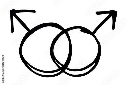 Hand drawn homosexual identity sign Symbol used to represent sex and gender