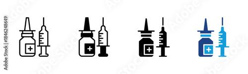 Vaccine icon set multiple style collection