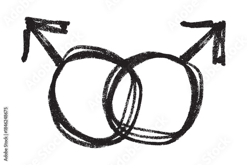 Hand drawn homosexual identity sign Symbol used to represent sex and gender