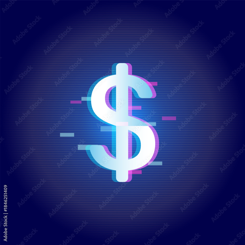 Fototapeta premium Digital Wallet Glitch Background Fintech Technology