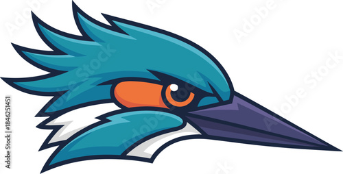 Stylized blue and teal bird logo design featuring sharp geometric lines and modern graphic styling suitable for branding, sports team mascots, wildlife illustrations, digital art, logos, creative proj