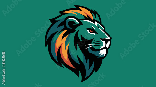 Powerful and colorful lion head logo design with detailed mane in modern vector style, suitable for brand identity, sports teams, creative agencies, gaming, outdoor apparel, motivation, strength, lead