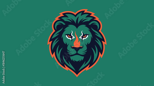 Bold and powerful illustrated lion head logo design with detailed mane and intense expression, perfect for sports teams, branding, mascots, adventure, wildlife, nature, strength, leadership, modern di