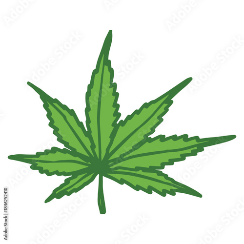 Hand drawn cannabis leaf Medicine marijuana Hemp leaves clipart in doodle style Single element for print, web, design, decor