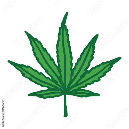 Hand drawn cannabis leaf Medicine marijuana Hemp leaves clipart in doodle style Single element for print, web, design, decor