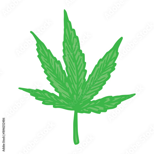 Hand drawn cannabis leaf Medicine marijuana Hemp leaves clipart in doodle style Single element for print, web, design, decor