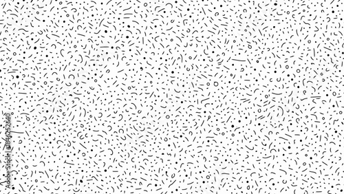 Abstract Black Dots and Wavy Lines Pattern on White Background Vector