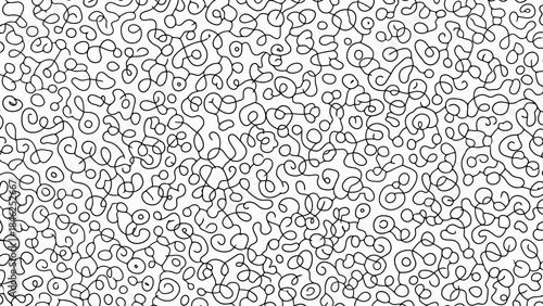 Abstract Black And White Swirls And Circles Chaotic Doodle Seamless Pattern Background