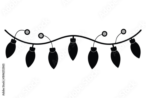 christmas lights line art silhouette vector illustration
