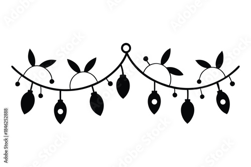 christmas lights line art silhouette vector illustration