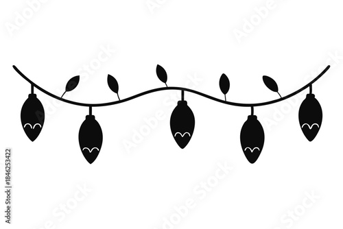 christmas lights line art silhouette vector illustration