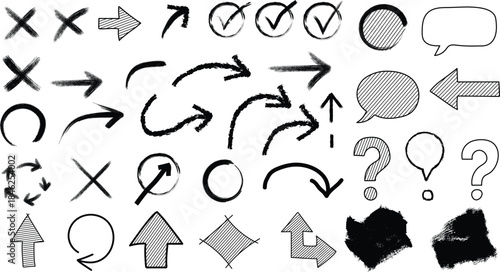 Collection of hand drawn arrows and pointers