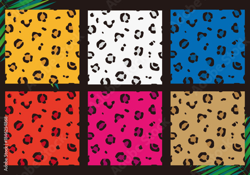 ヒョウ柄のパターン模様のセット素材