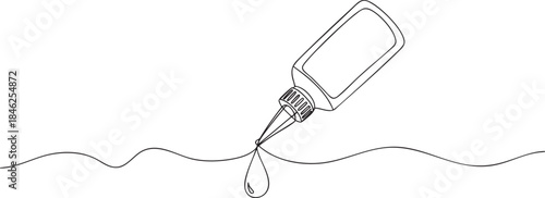 Continuous one line drawing of a cosmetic serum dropper bottle for skincare concept, minimalist beauty outline for International Beauty Day, vector illustration