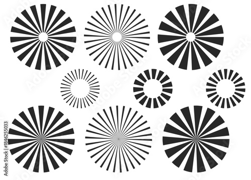 とてもシンプル集中線のセット　黒