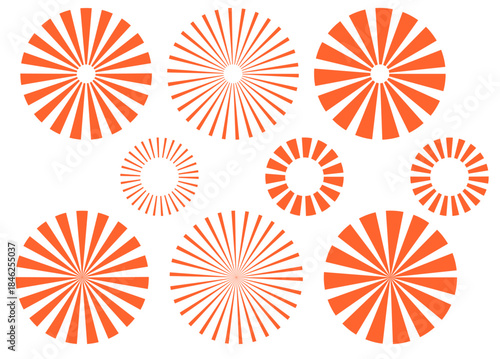 とてもシンプル集中線のセット　赤