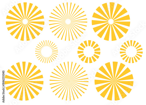 とてもシンプル集中線のセット　黄