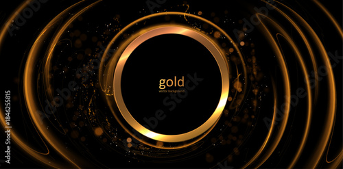 Prestige round award frame from glowing golden bokeh light. Elegant, ceremonial border for high achievement and honor, perfect for corporate recognition graphics, certificates, and award presentations