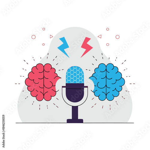 Brainstorming Debate Ideas Microphone Discussion Argument Controversy Concept