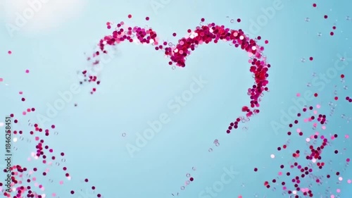 Wallpaper Mural Shimmering Pink Glitter Heart Animation on a Light Blue Background for Love and Celebration Torontodigital.ca