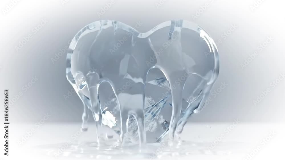 custom made wallpaper toronto digitalRealistic 3D Animation of a Clear Ice Heart Melting on a White Background. Concept: Love, Breakup, Emotions, Fragility, Time Passing, Sadness.